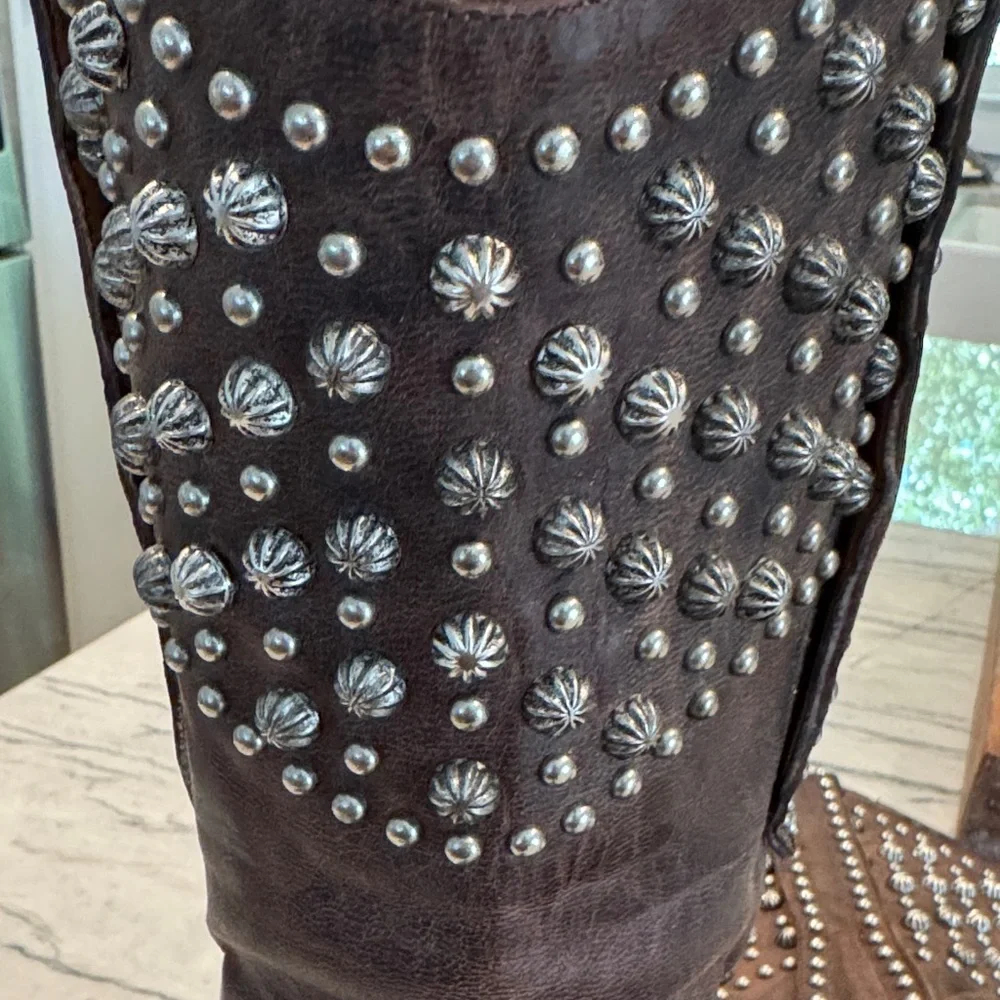 Old Gringo SZ 8.5 Studded Brown Leather Cowboy Boots - Picture 9 of 11